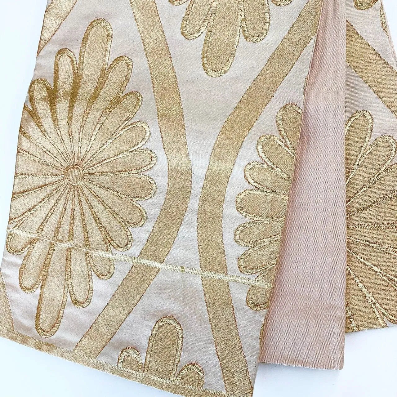 7296# Japanese Vintage Fukuro Obi Belt Kimono Fabric Silk Traditional