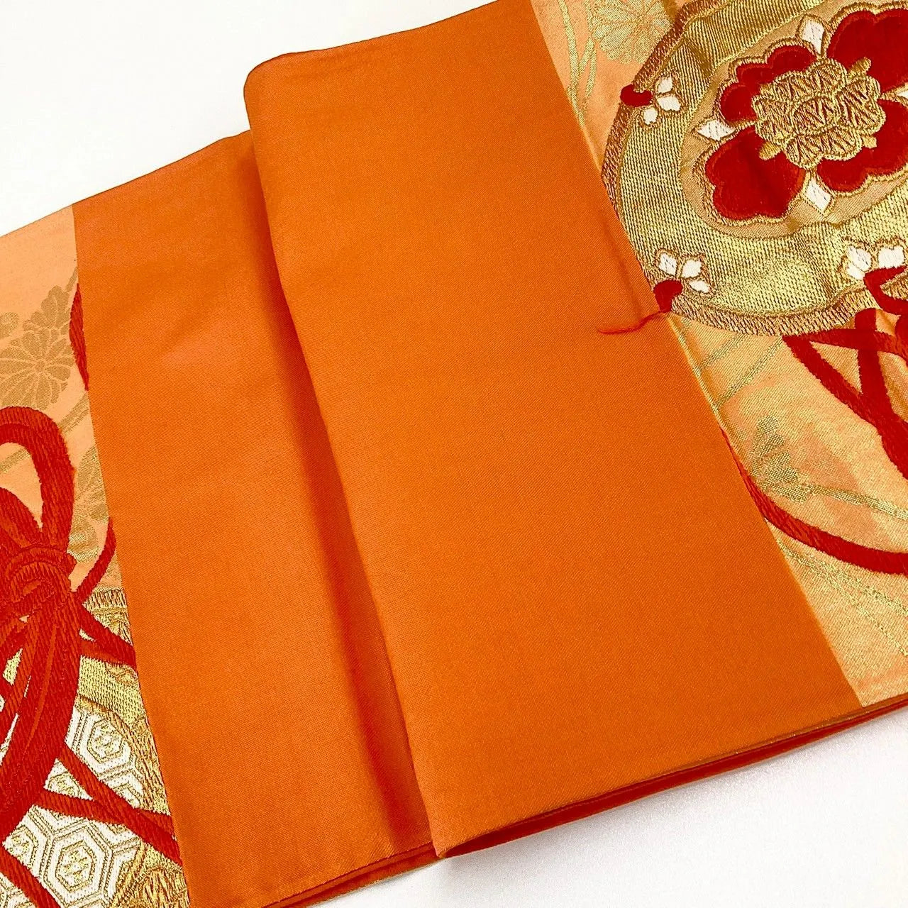 7298# Japanese Vintage Fukuro Obi Belt Kimono Fabric Silk Traditional Embroidery