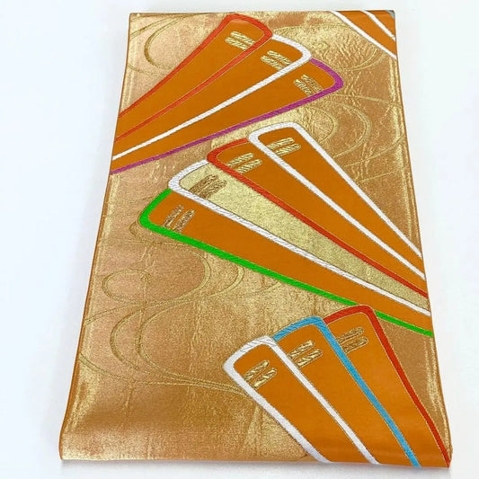 7279# Japanese Vintage Fukuro Obi Belt Kimono Fabric Silk Traditional Embroidery