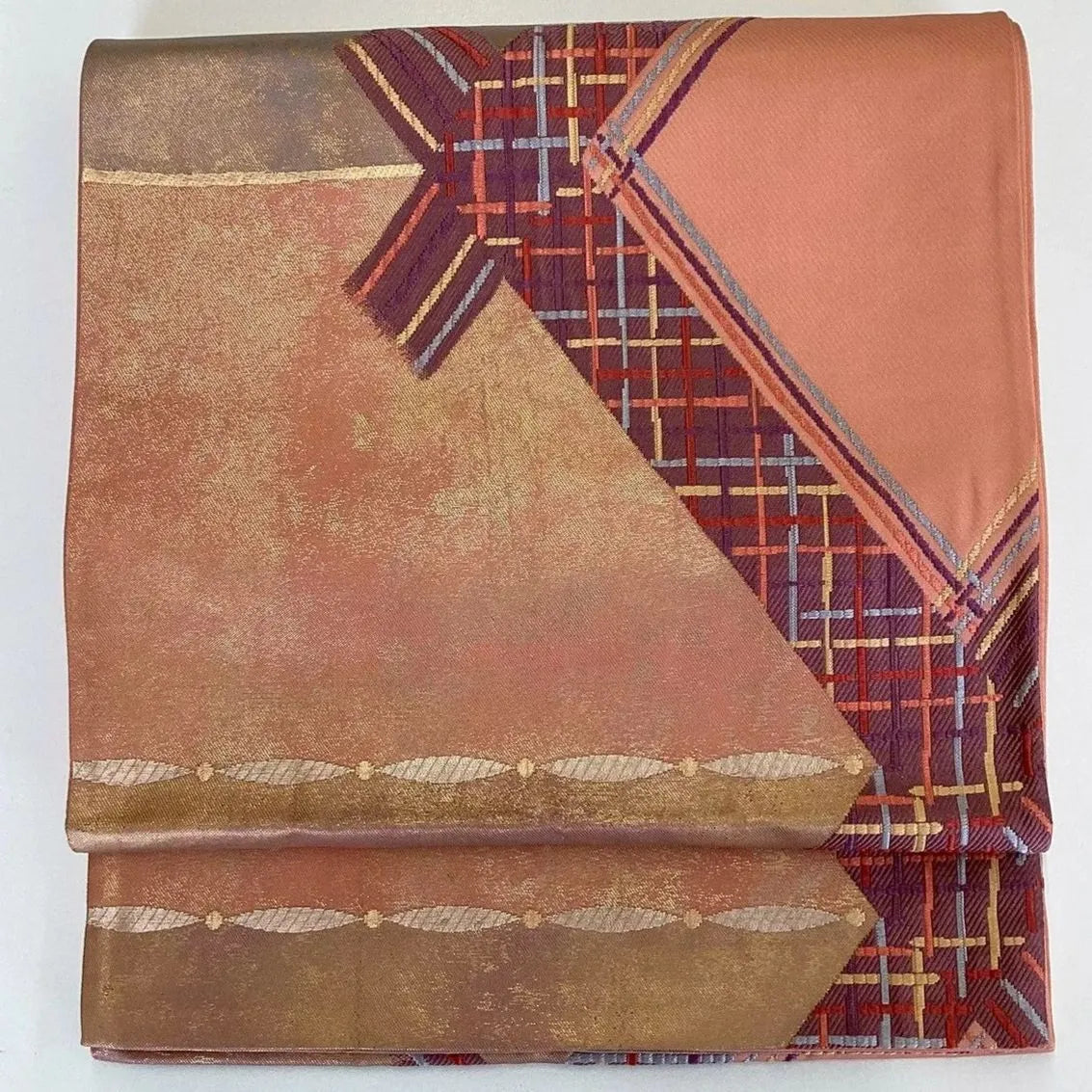 7282# Japanese Vintage Fukuro Obi Belt Kimono Fabric Silk Traditional Embroidery