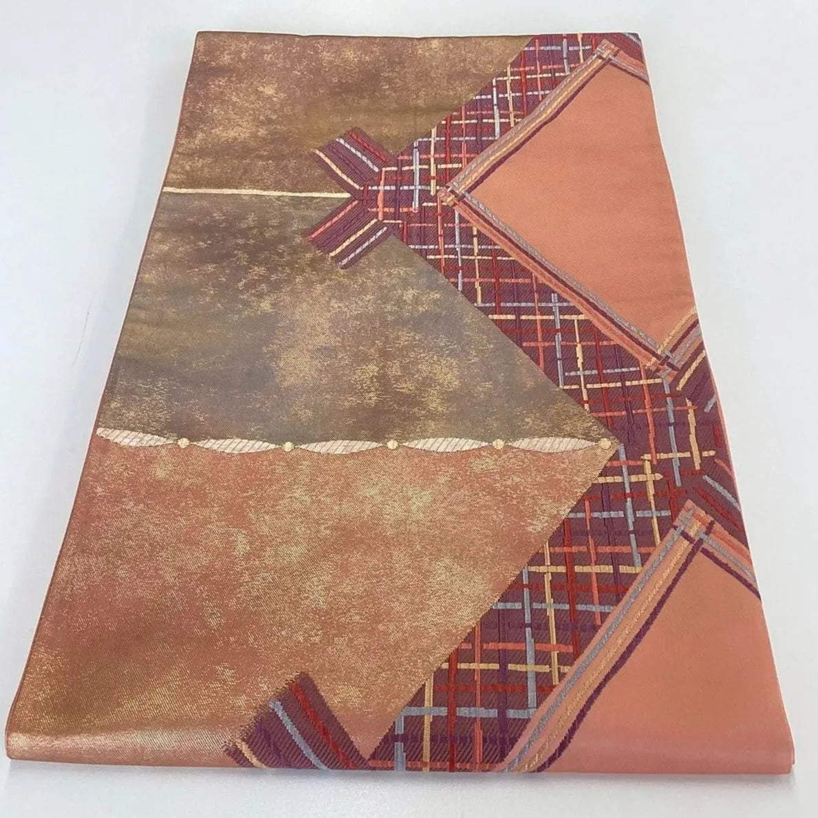 7282# Japanese Vintage Fukuro Obi Belt Kimono Fabric Silk Traditional Embroidery