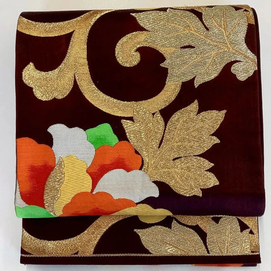 7285# Japanese Vintage Fukuro Obi Belt Kimono Fabric Silk Traditional