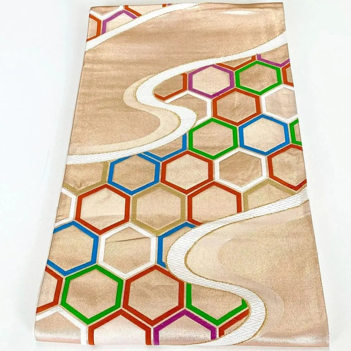 7289# Japanese Vintage Fukuro Obi Belt Kimono Fabric Silk Traditional Unfinished