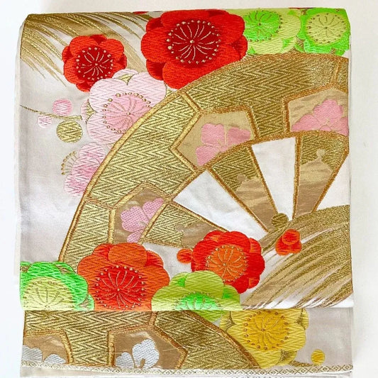 7292# Japanese Vintage Fukuro Obi Belt Kimono Fabric Silk Traditional