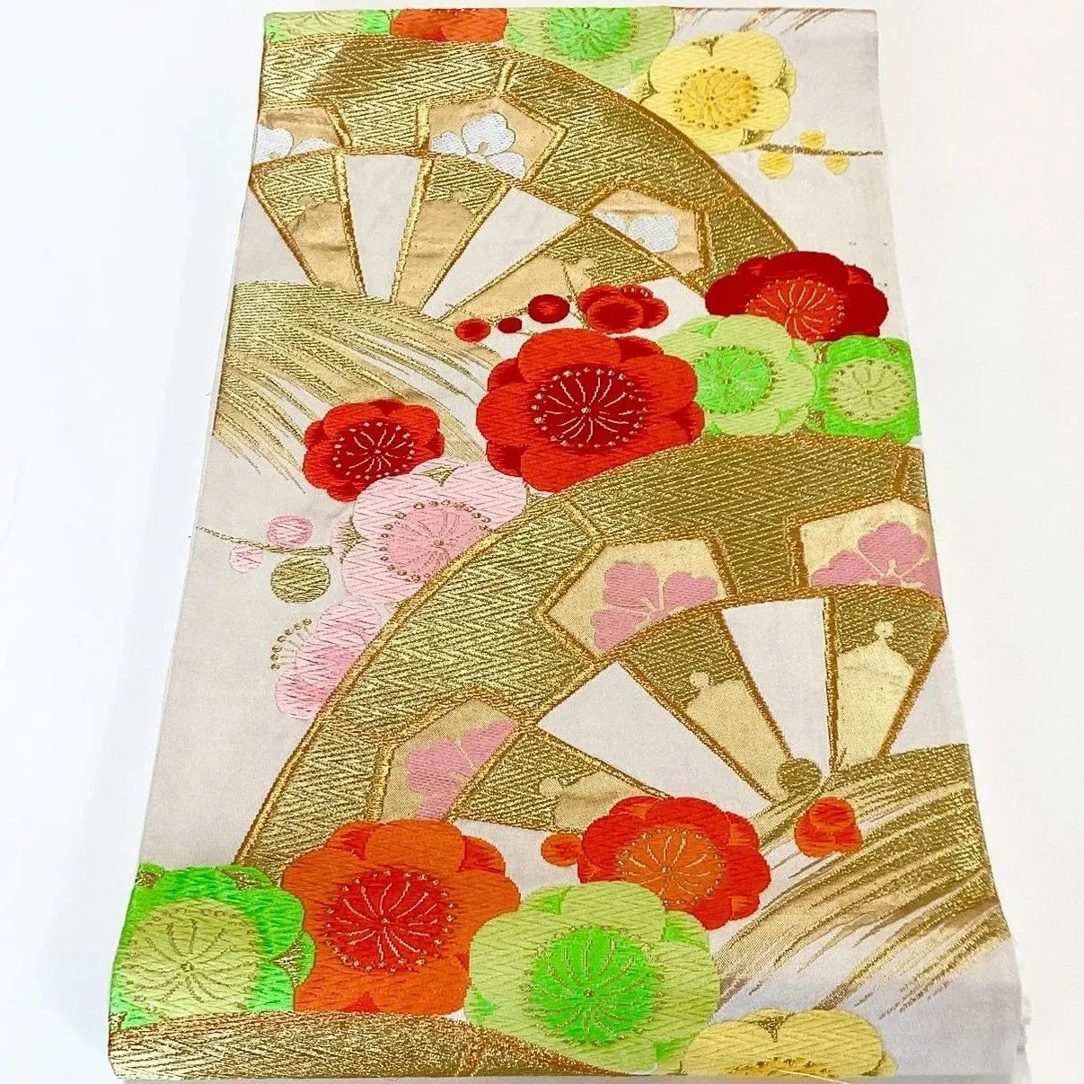 7292# Japanese Vintage Fukuro Obi Belt Kimono Fabric Silk Traditional