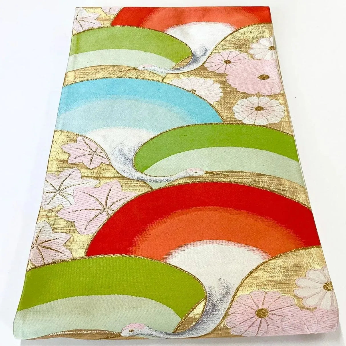 7293# Japanese Vintage Fukuro Obi Belt Kimono Fabric Silk Traditional