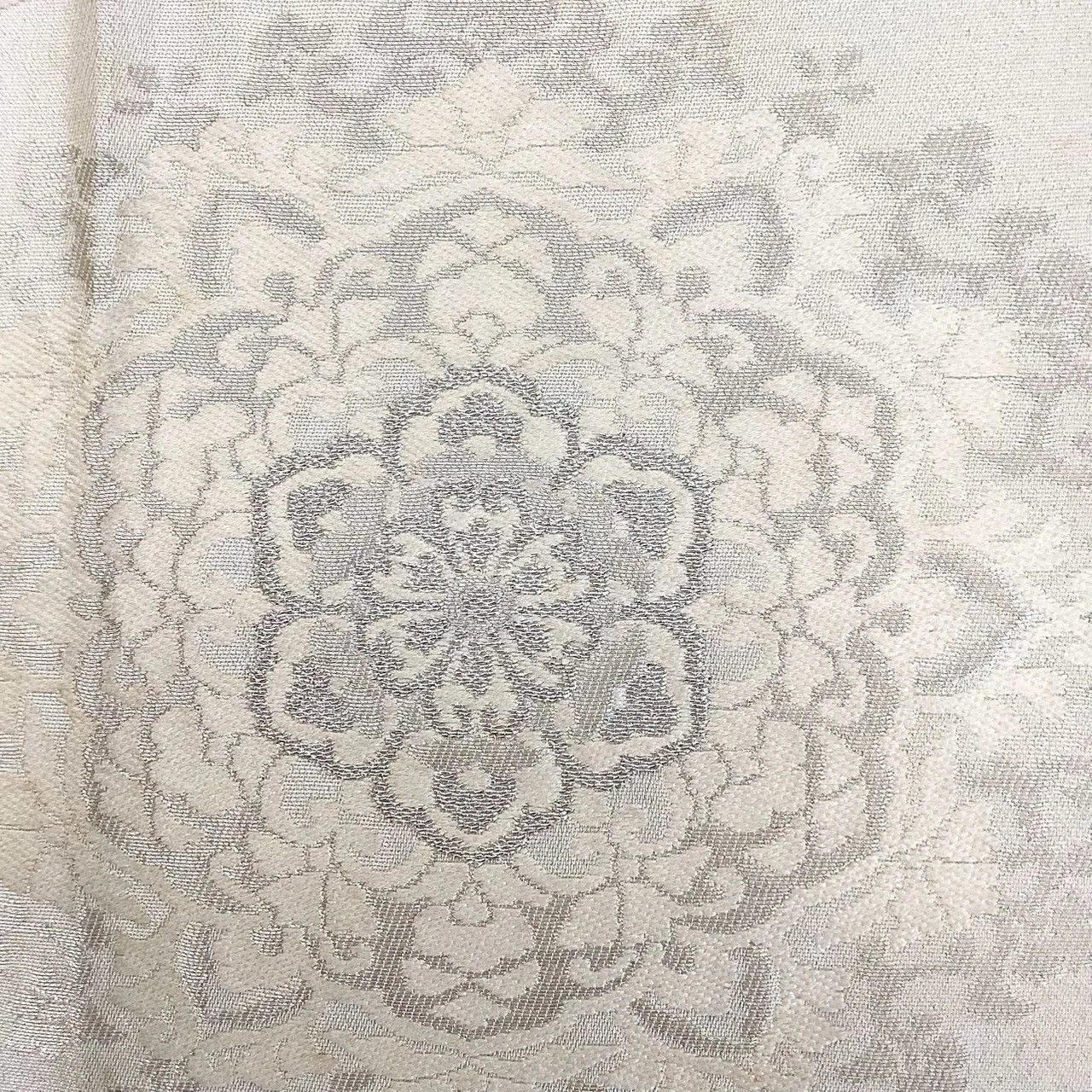 7302# Japanese Vintage Fukuro Obi Belt Kimono Fabric Silk Traditional Silver