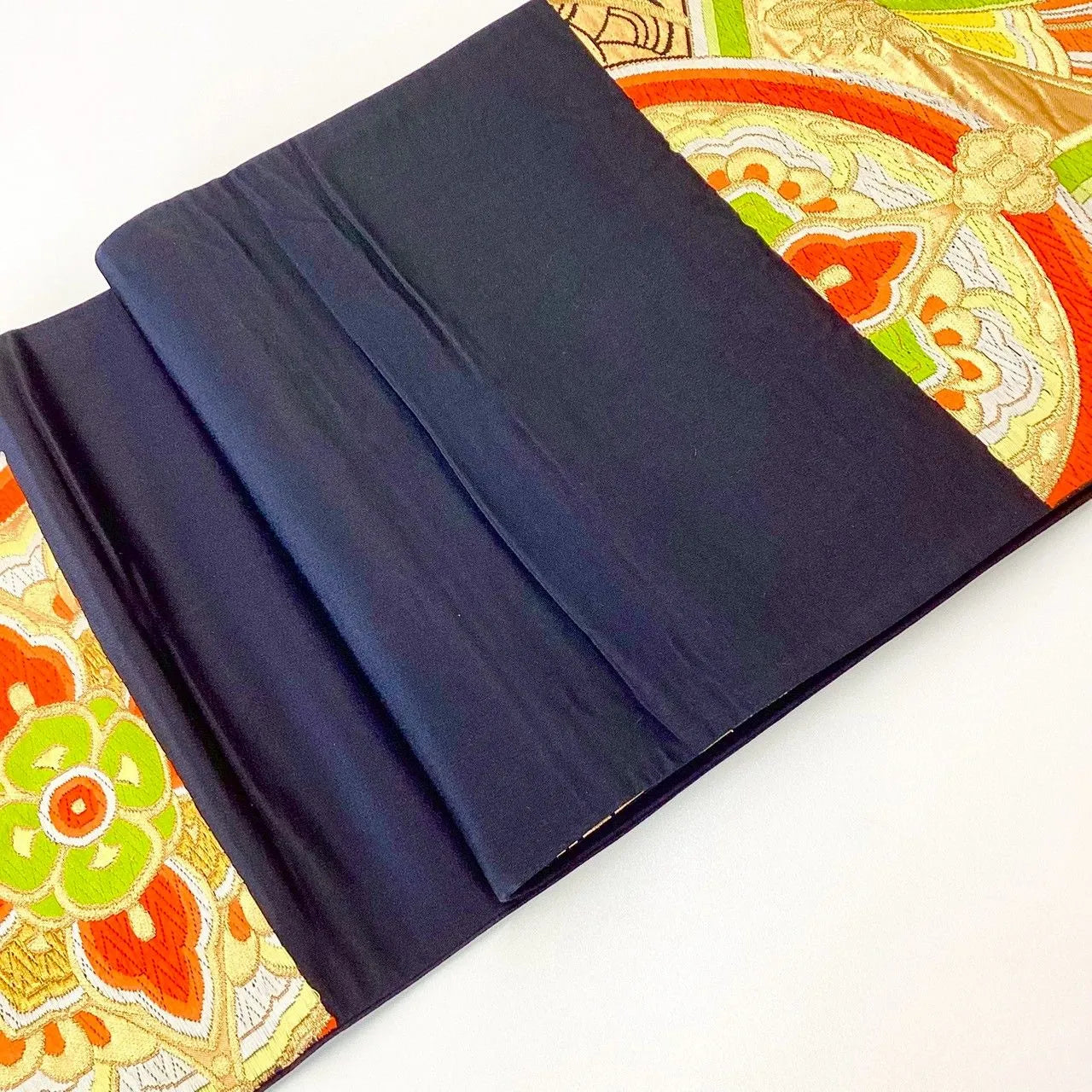 7306# Japanese Vintage Fukuro Obi Belt Kimono Fabric Silk Traditional