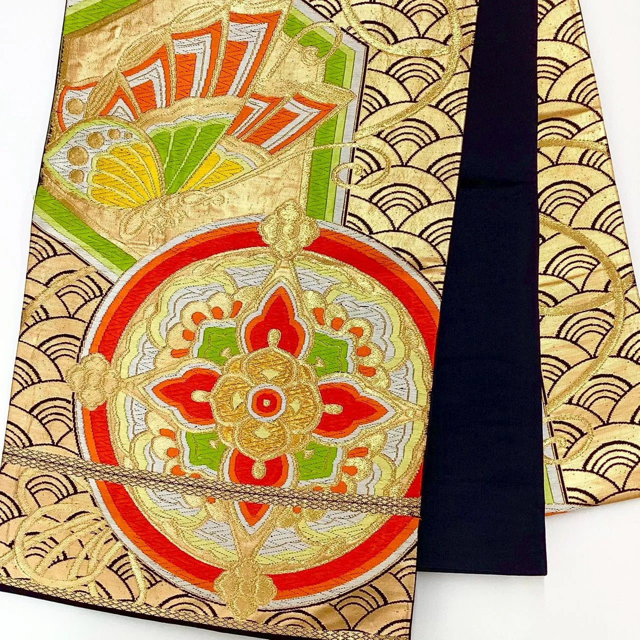 7306# Japanese Vintage Fukuro Obi Belt Kimono Fabric Silk Traditional