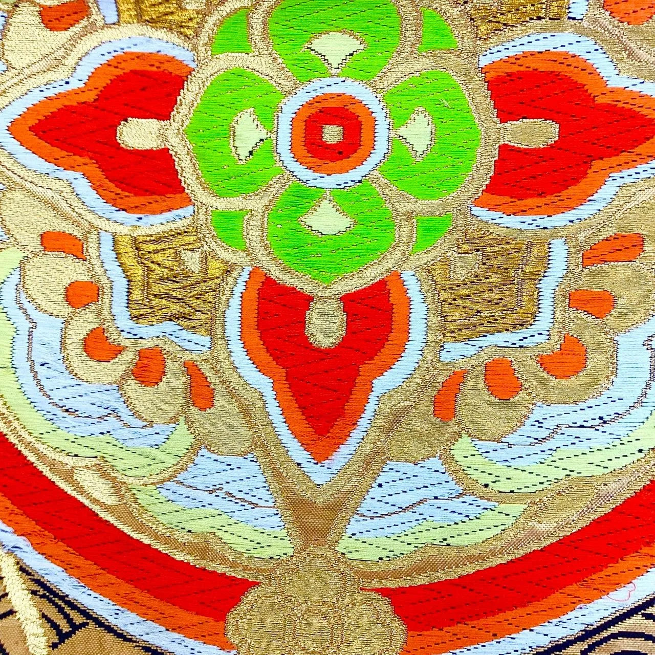 7306# Japanese Vintage Fukuro Obi Belt Kimono Fabric Silk Traditional