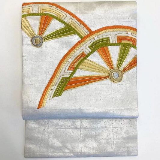 5668# Japanese Vintage Nagoya Obi Belt Kimono Fabric Silk Traditional Embroidery