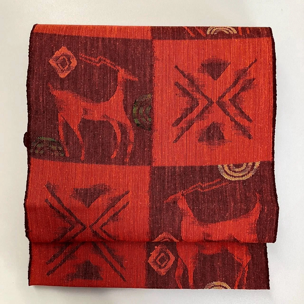 5692# Japanese Vintage Nagoya Obi Belt Kimono Pongee Fabric Silk Traditional