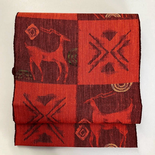 5692# Japanese Vintage Nagoya Obi Belt Kimono Pongee Fabric Silk Traditional