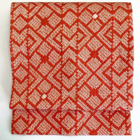 5686# Japanese Vintage Nagoya Obi Belt Kimono Fabric Silk Traditional Shibori