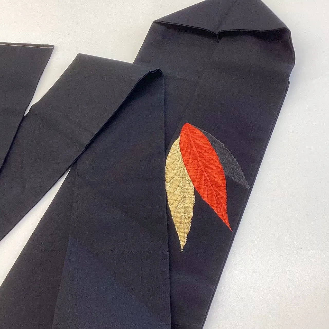 5666# Japanese Vintage Nagoya Obi Belt Kimono Fabric Silk Traditional Black