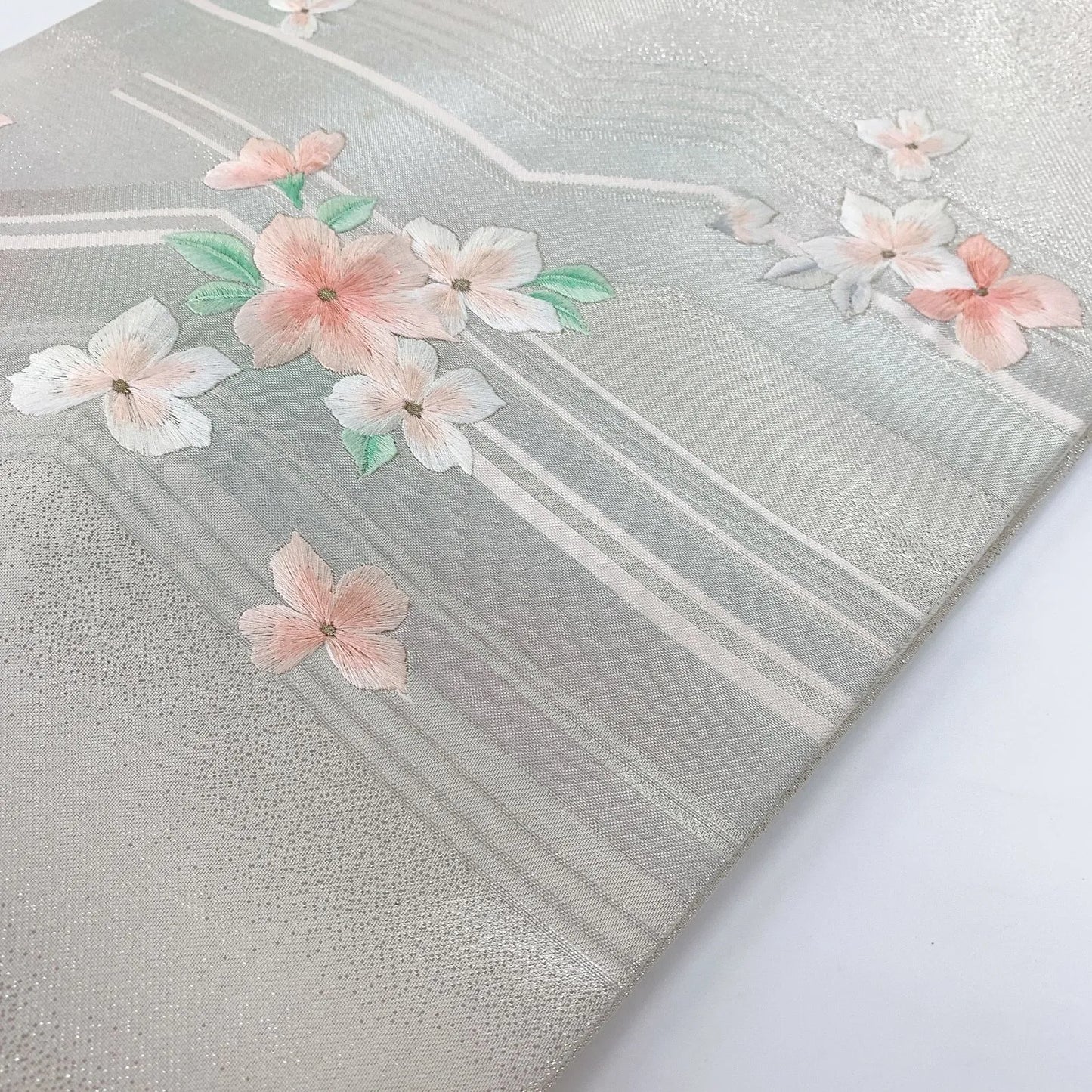 5627# Japanese Vintage Nagoya Obi Belt Kimono Fabric Silk Traditional Embroidery