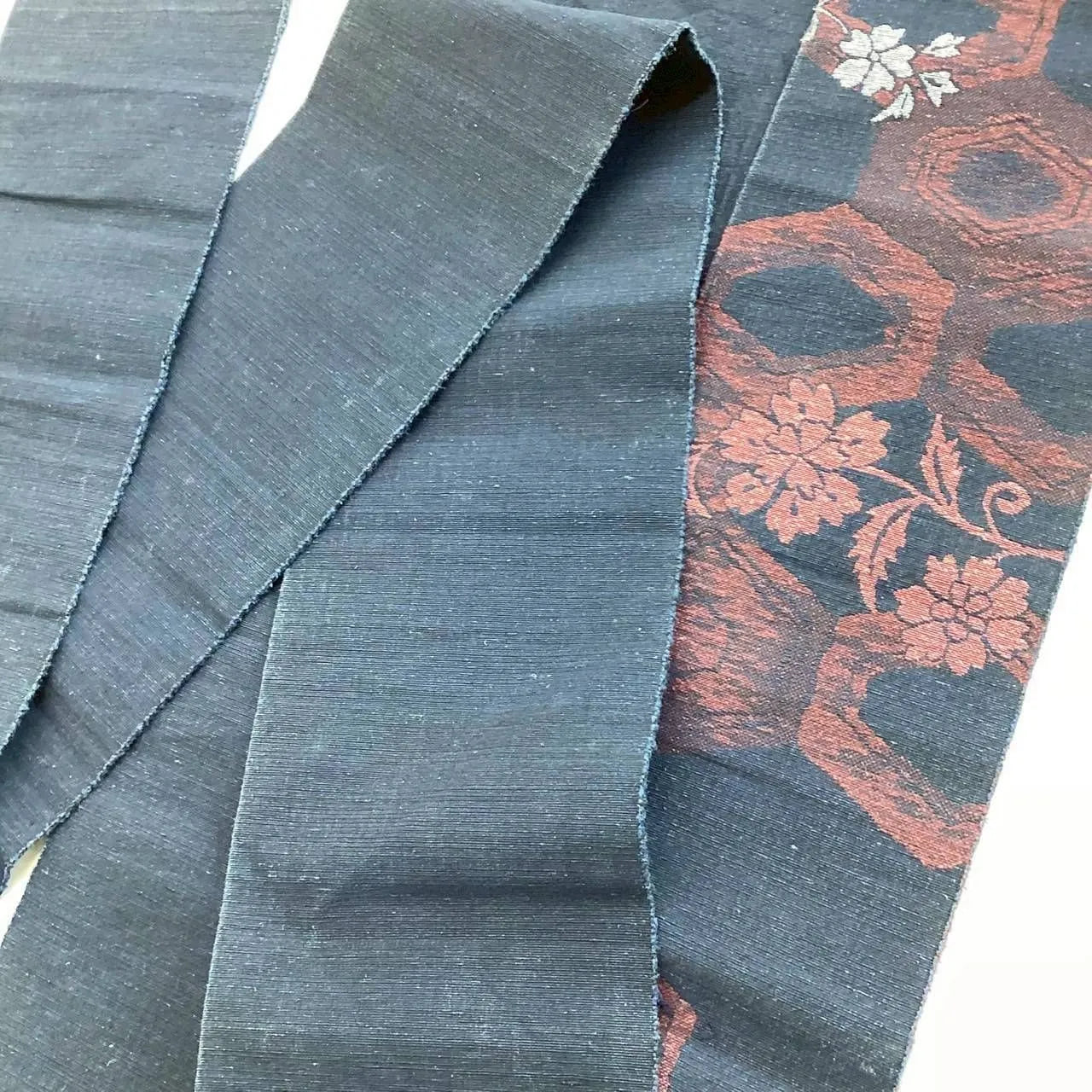 5705# Japanese Vintage Nagoya Obi Belt Kimono Pongee Fabric Silk Traditional