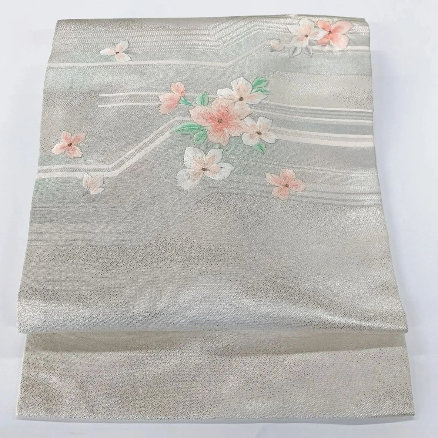 5627# Japanese Vintage Nagoya Obi Belt Kimono Fabric Silk Traditional Embroidery