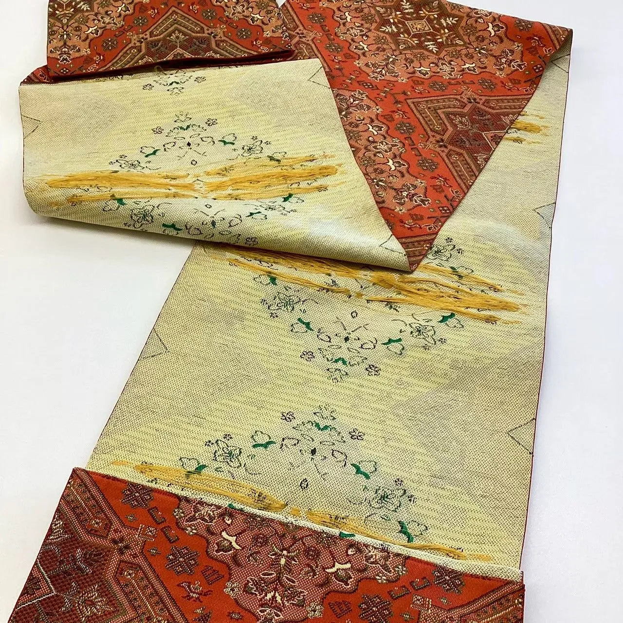 5679# Japanese Vintage Nagoya Obi Belt Kimono Fabric Silk Traditional