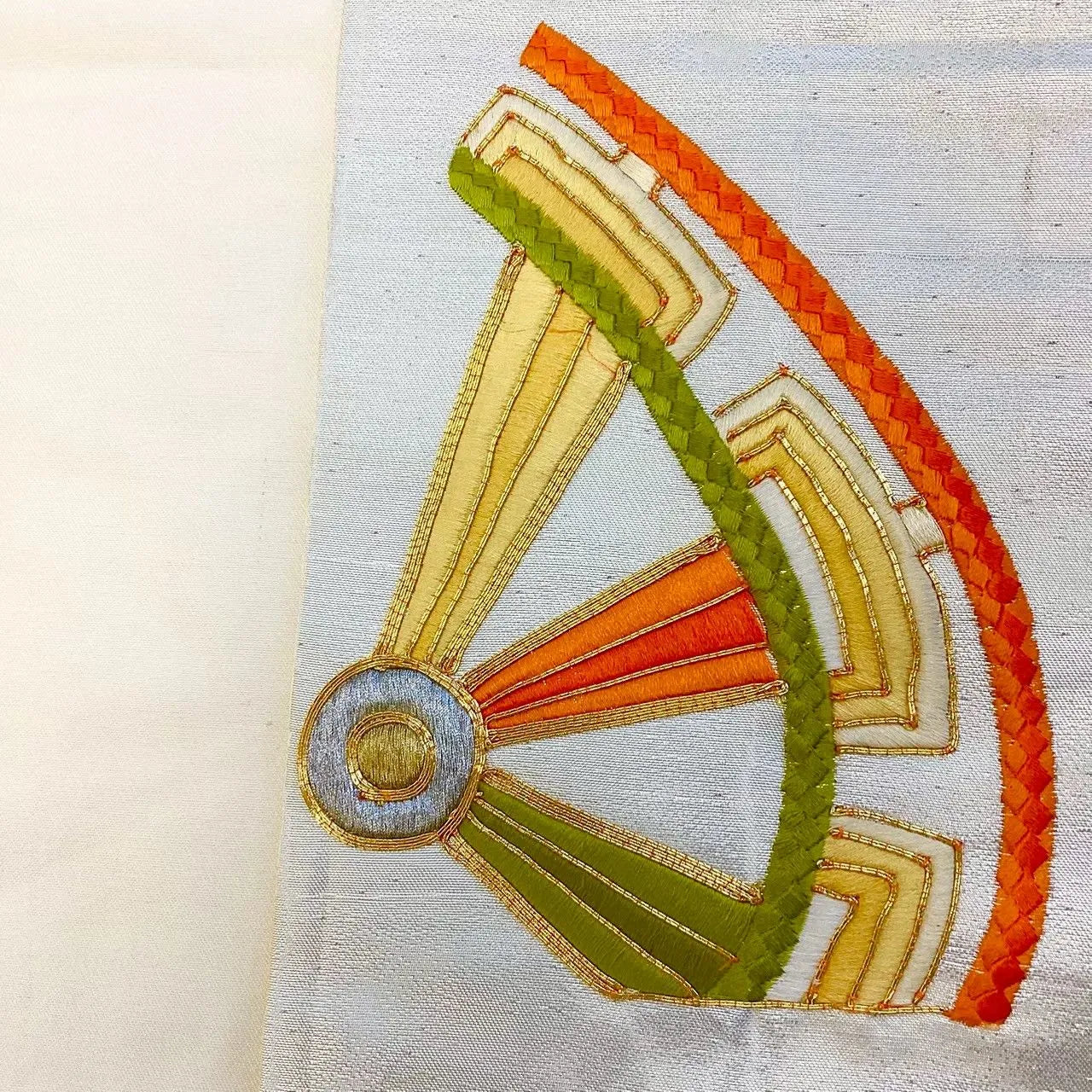 5668# Japanese Vintage Nagoya Obi Belt Kimono Fabric Silk Traditional Embroidery