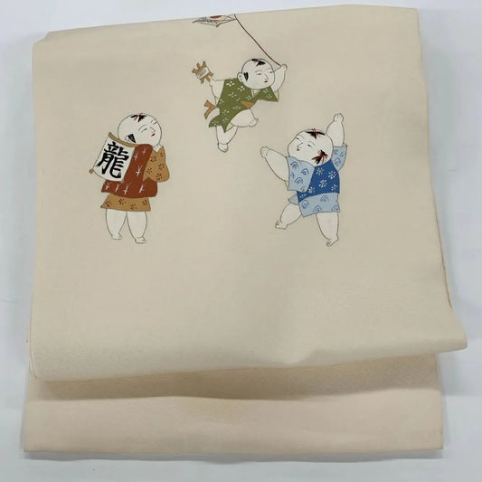 5583# Japanese Vintage Nagoya Obi Belt Kimono Fabric Silk Traditional