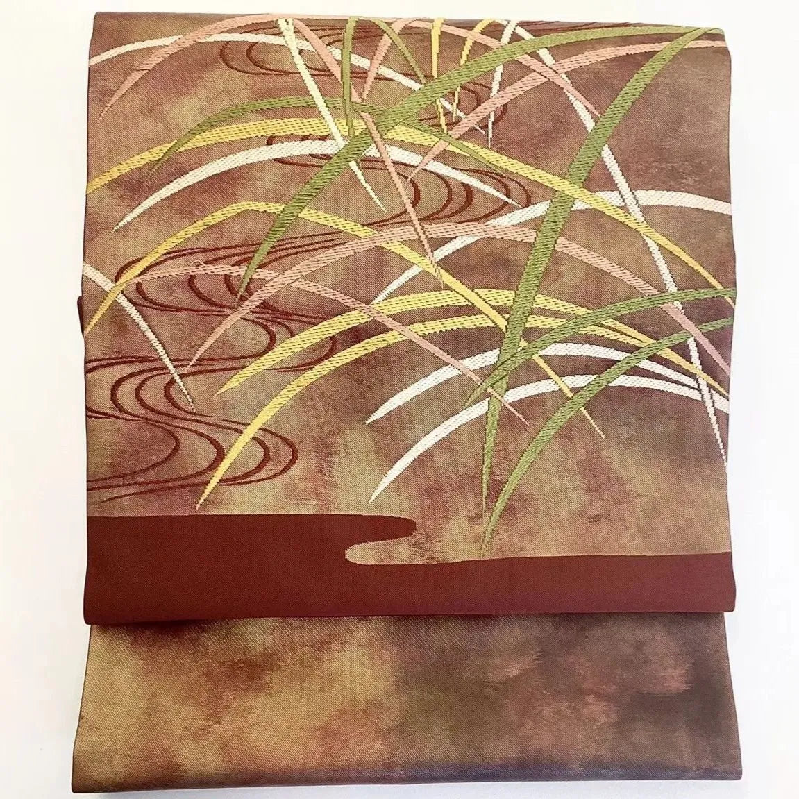 5639# Japanese Vintage Nagoya Obi Belt Kimono Fabric Silk Traditional Embroidery