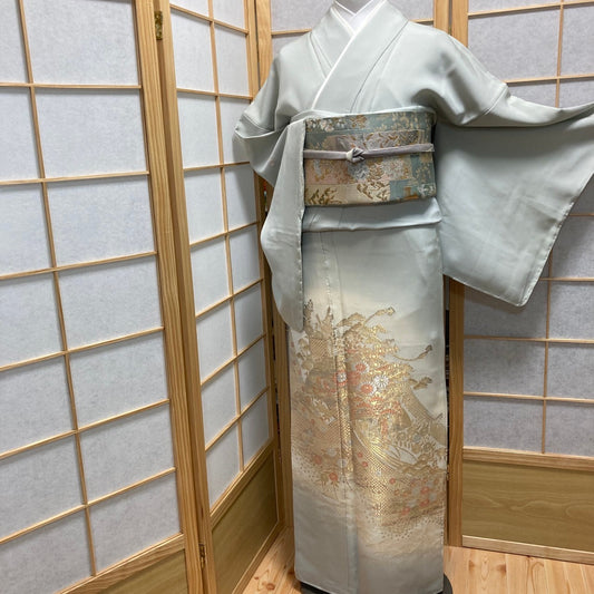 2880# Japanese Tomesode Kimono Vintage Womens Silk Fabric Robe Kimono only sold
