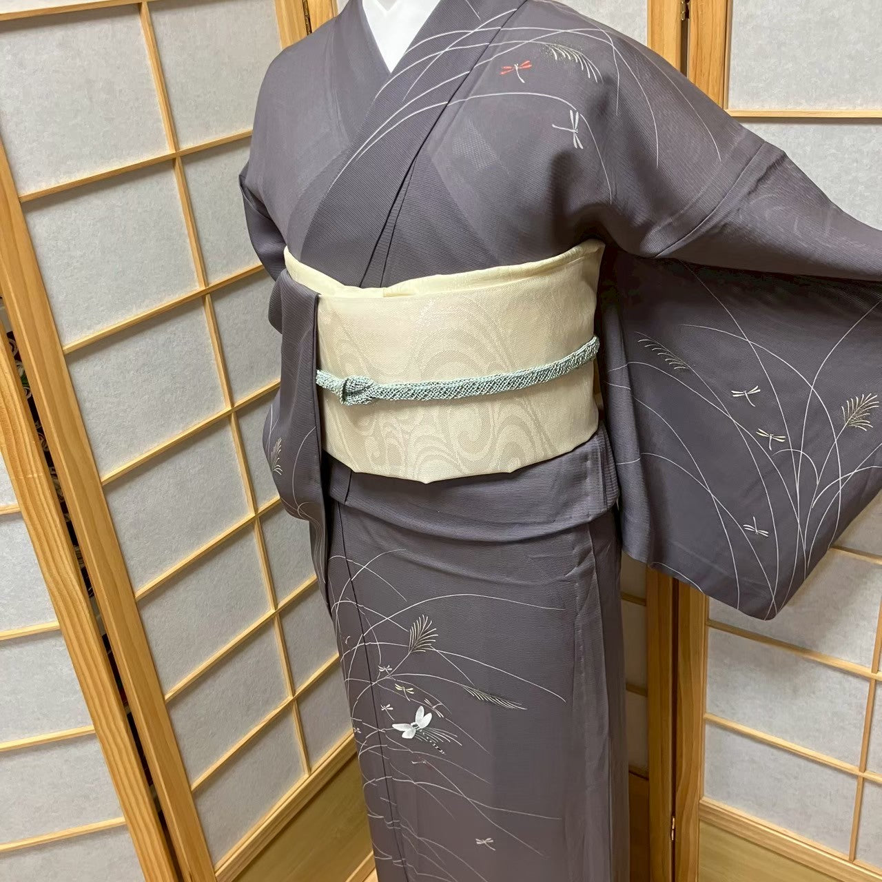 5807# Japanese Kimono Vintage Womens Silk Fabric Robe Kimono only sold Summer