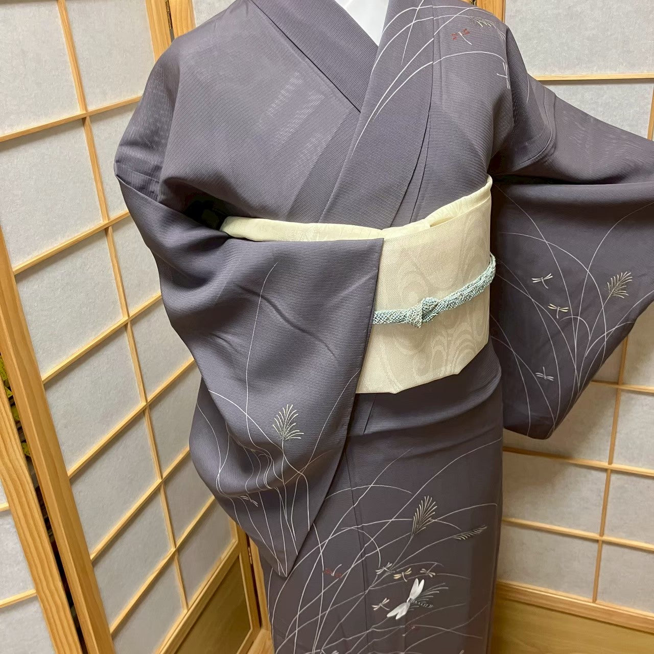 5807# Japanese Kimono Vintage Womens Silk Fabric Robe Kimono only sold Summer