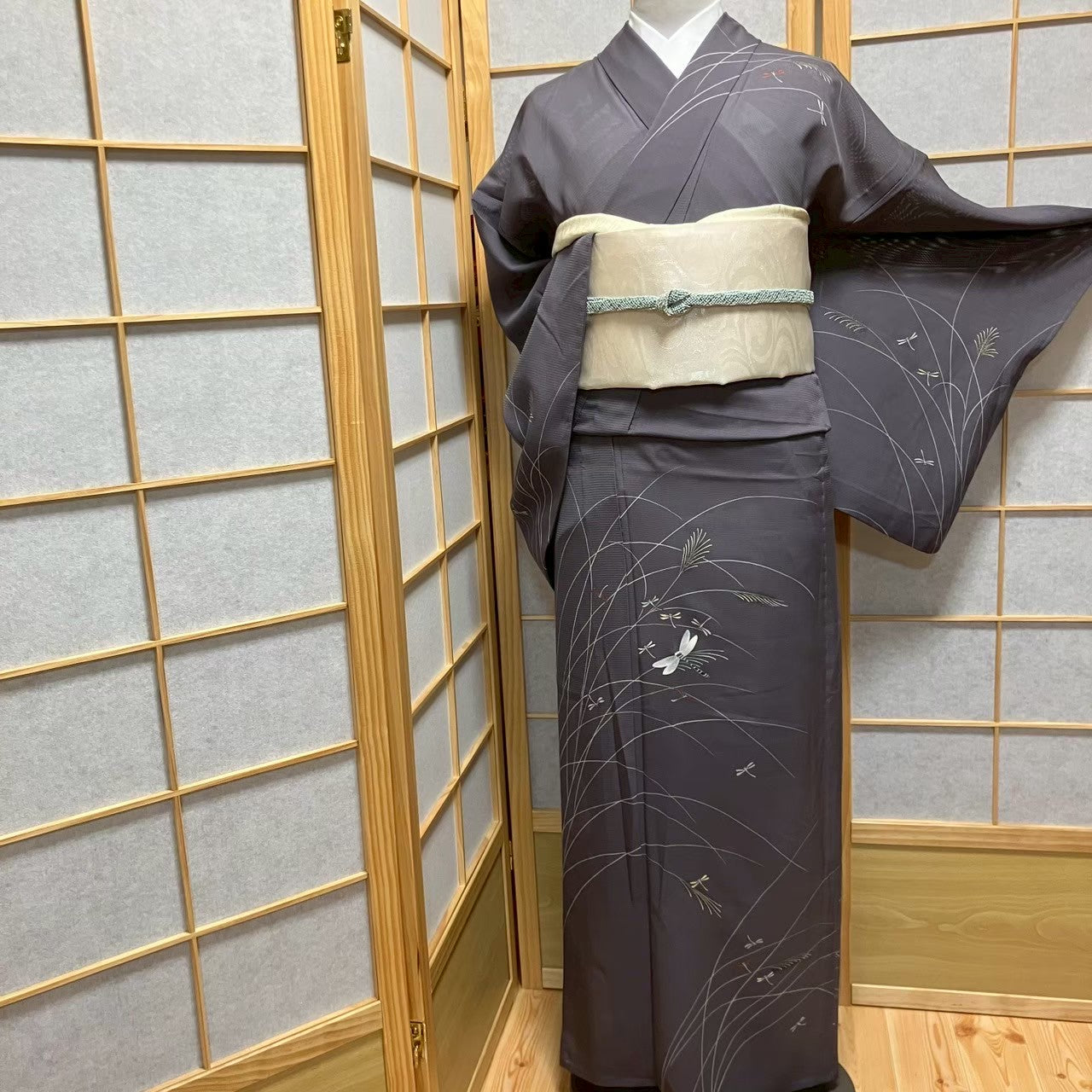 5807# Japanese Kimono Vintage Womens Silk Fabric Robe Kimono only sold Summer