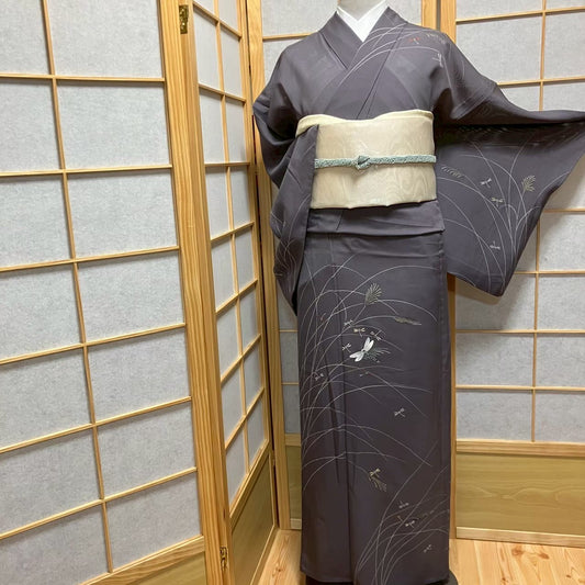 5807# Japanese Kimono Vintage Womens Silk Fabric Robe Kimono only sold Summer