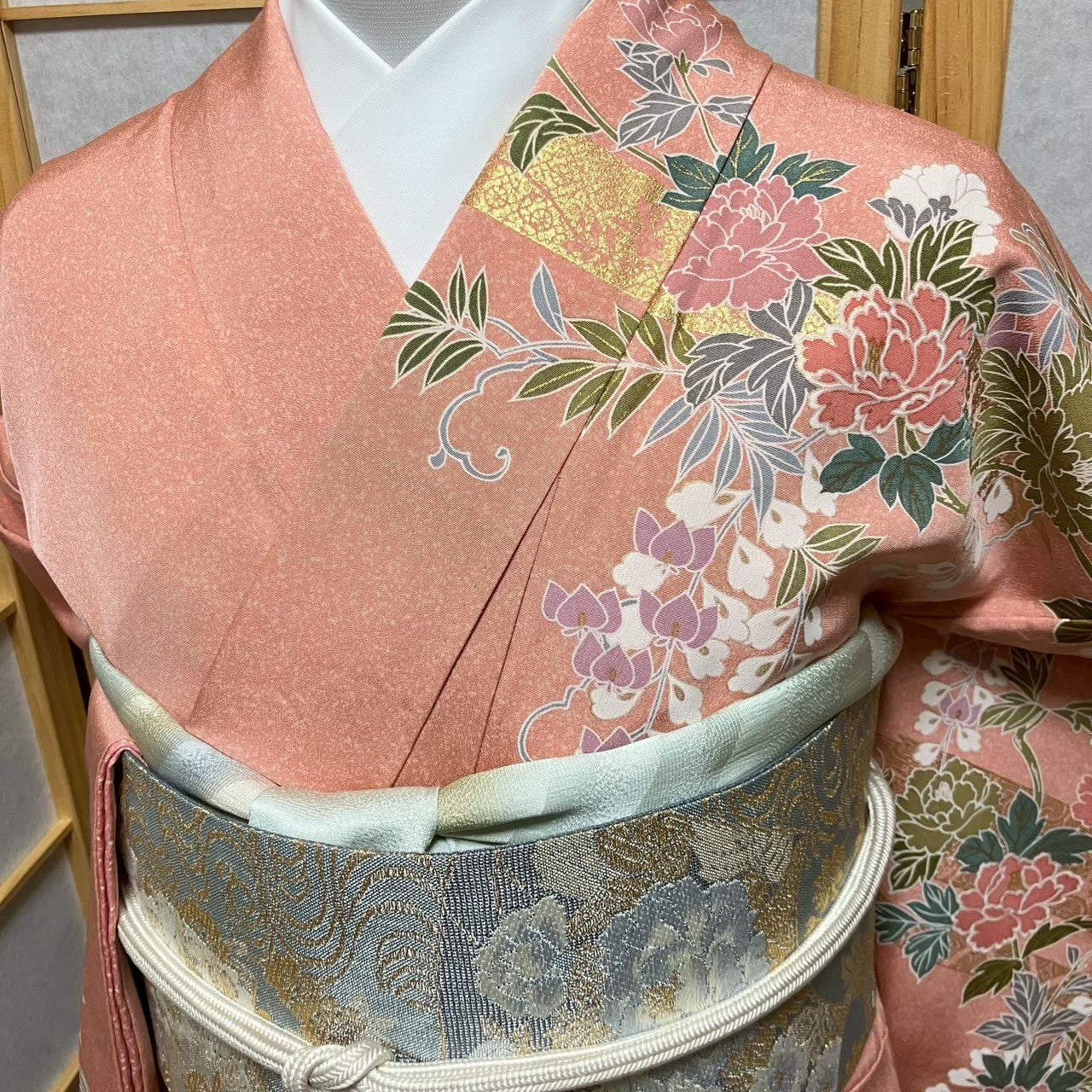 5810# Japanese Kimono Vintage Womens Silk Fabric Robe Kimono only sold Pink