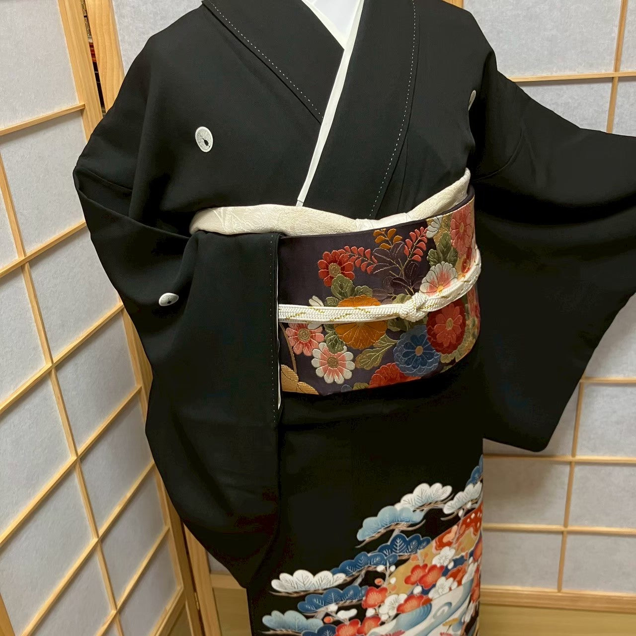 5835# Japanese Tomesode Kimono Vintage Womens Silk Fabric Robe Kimono only sold