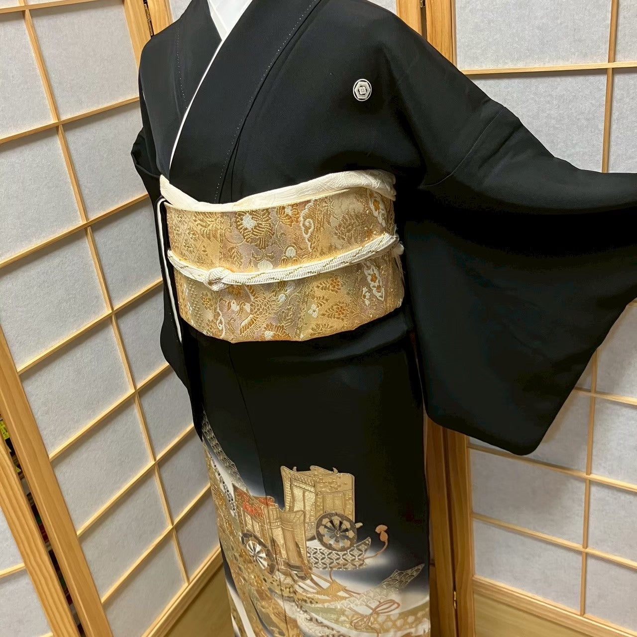 6092# Japanese Tomesode Kimono Vintage Womens Silk Fabric Robe Kimono only sold