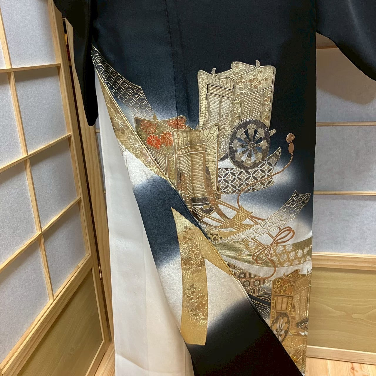 6092# Japanese Tomesode Kimono Vintage Womens Silk Fabric Robe Kimono only sold
