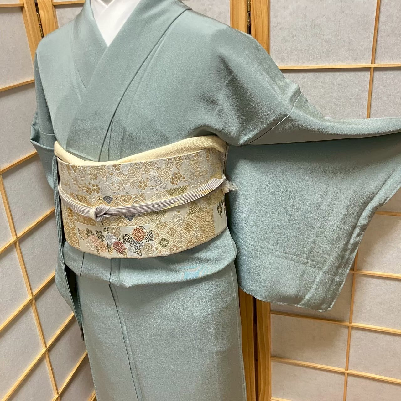 6103# Japanese Kimono Vintage Womens Silk Fabric Robe Kimono only sold Unused