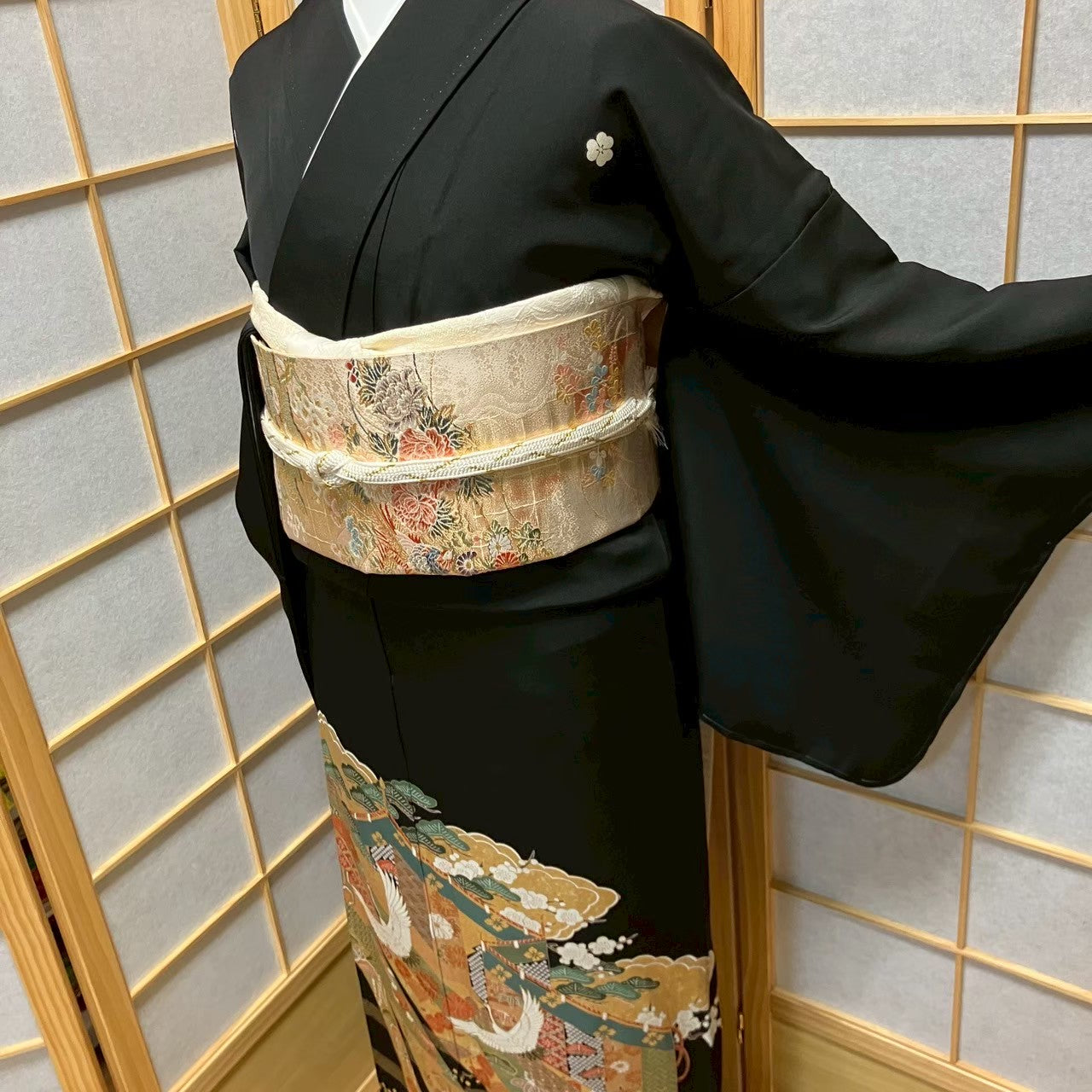 6105# Japanese Tomesode Kimono Vintage Womens Silk Fabric Robe Kimono only sold