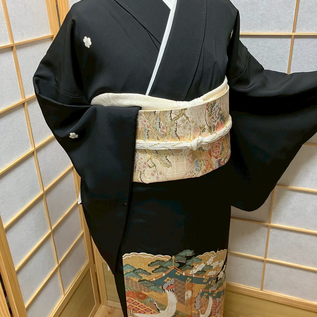 6105# Japanese Tomesode Kimono Vintage Womens Silk Fabric Robe Kimono only sold