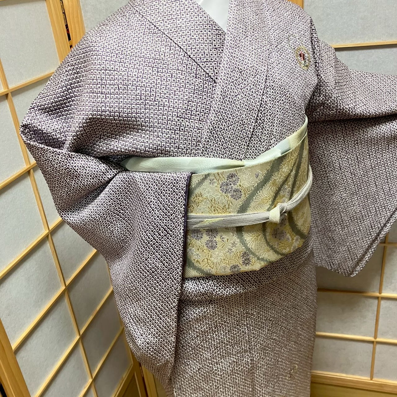 6118# Japanese Kimono Vintage Womens Silk Fabric Robe Kimono only sold Shibori