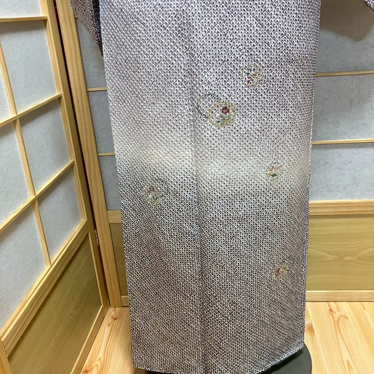 6118# Japanese Kimono Vintage Womens Silk Fabric Robe Kimono only sold Shibori