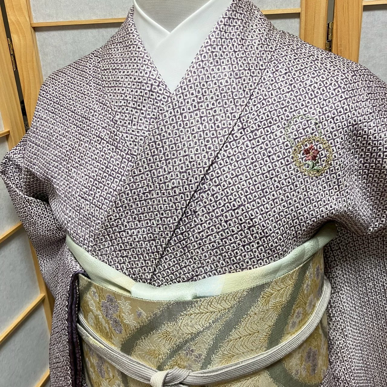 6118# Japanese Kimono Vintage Womens Silk Fabric Robe Kimono only sold Shibori