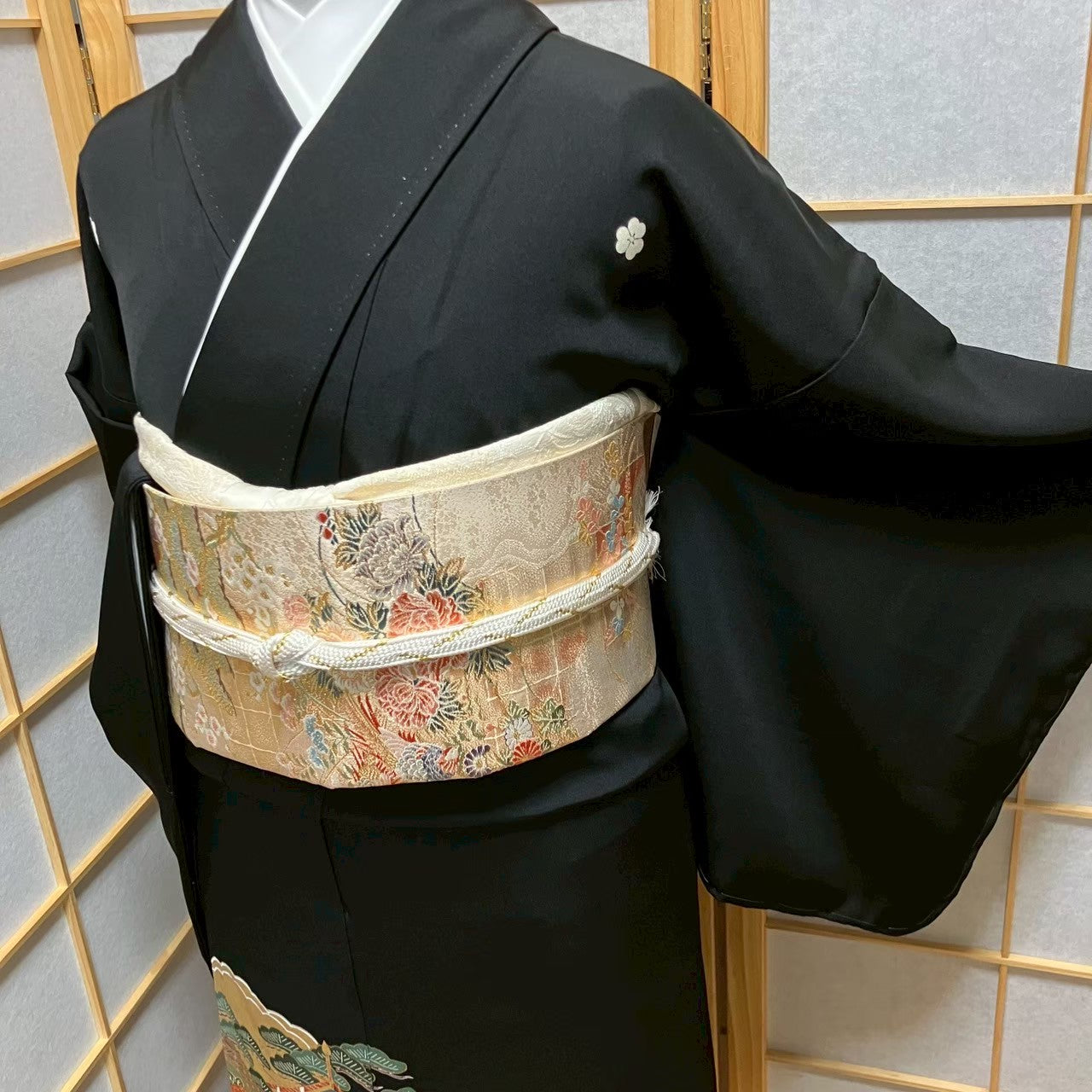 6105# Japanese Tomesode Kimono Vintage Womens Silk Fabric Robe Kimono only sold
