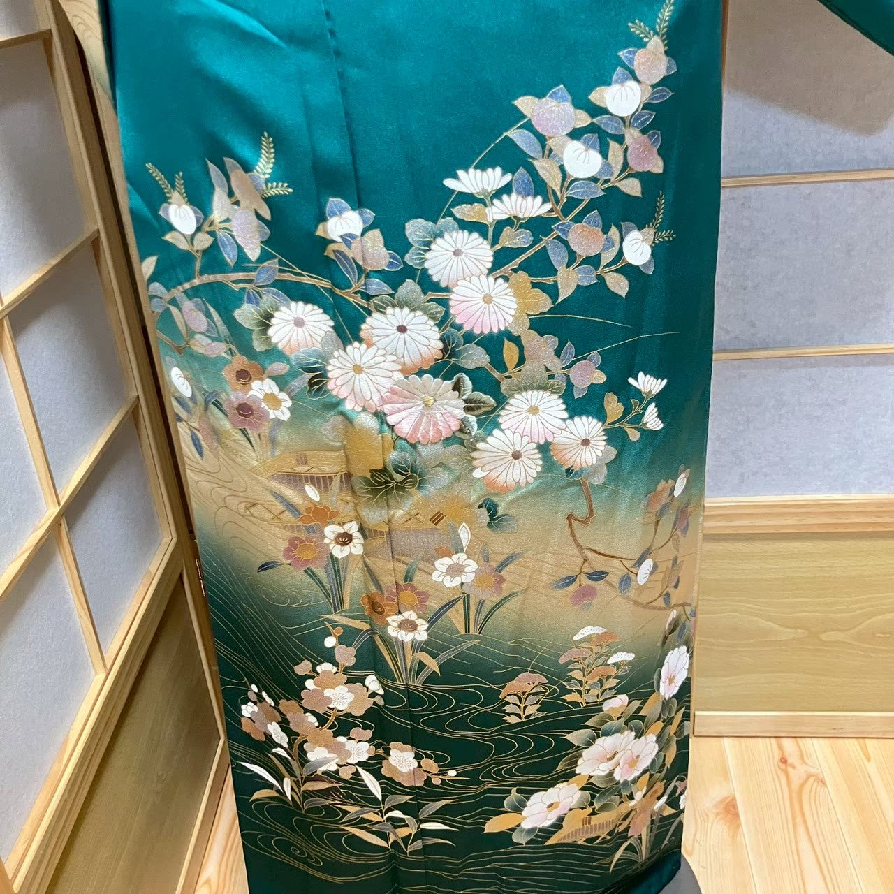6121# Japanese Kimono Vintage Womens Silk Fabric Robe Kimono only sold