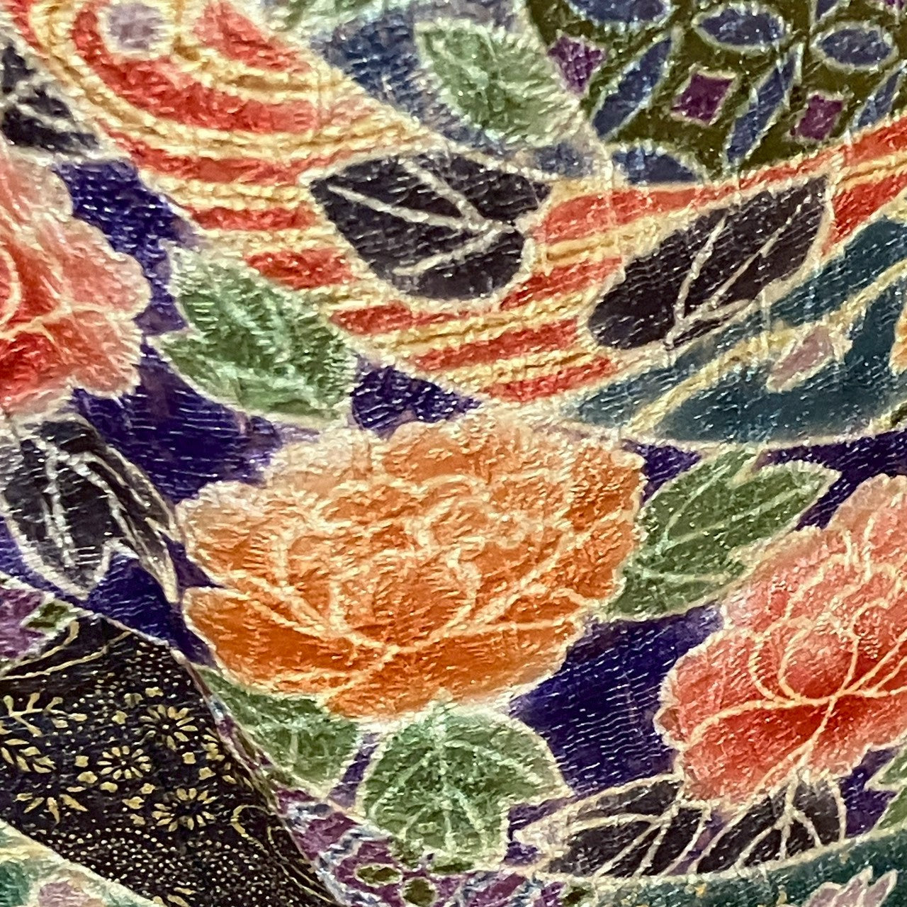 6132# Japanese Vintage Furisode Kimono Obi Obijime Obiage 4-Piece Set Silk Robe