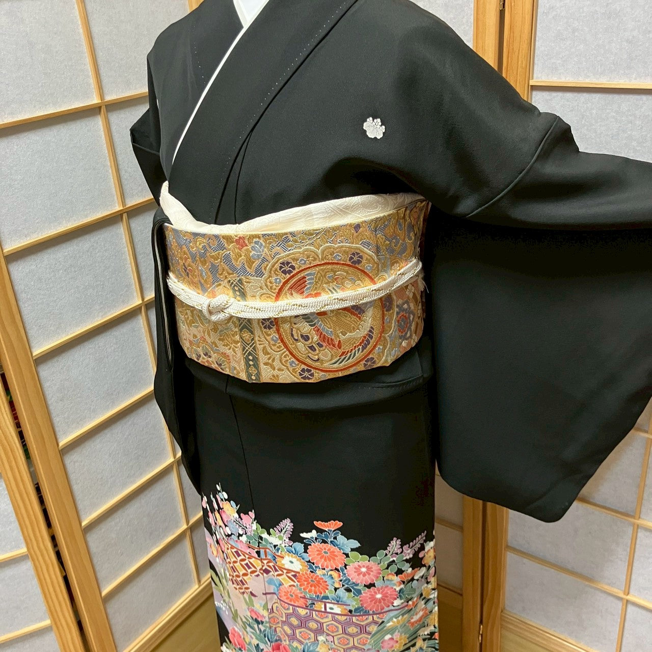 6139# Japanese Tomesode Kimono Vintage Womens Silk Fabric Robe Kimono only sold