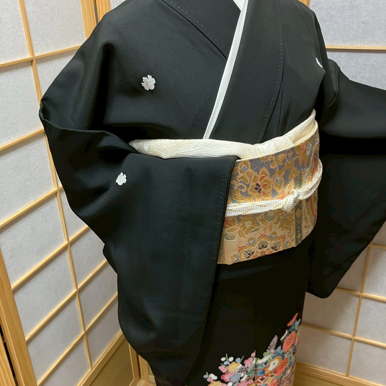 6139# Japanese Tomesode Kimono Vintage Womens Silk Fabric Robe Kimono only sold