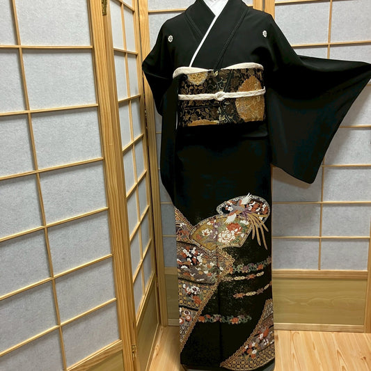 6171# Japanese Tomesode Kimono Vintage Womens Silk Fabric Robe Kimono only sold