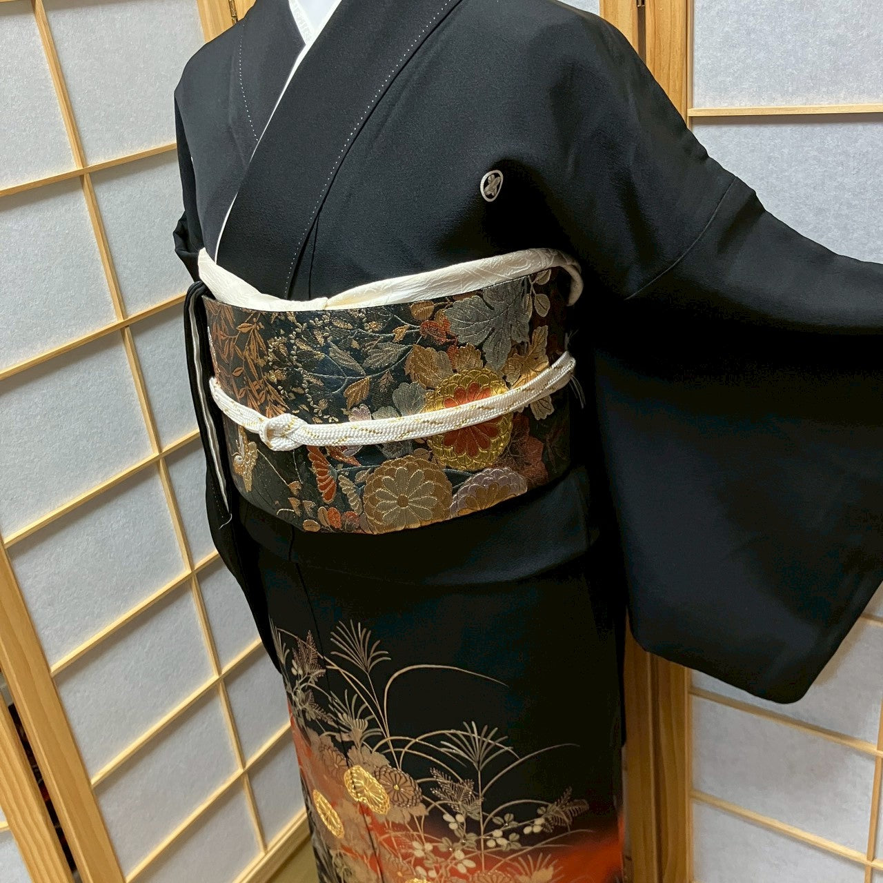 6173# Japanese Tomesode Kimono Vintage Womens Silk Fabric Robe Kimono only sold