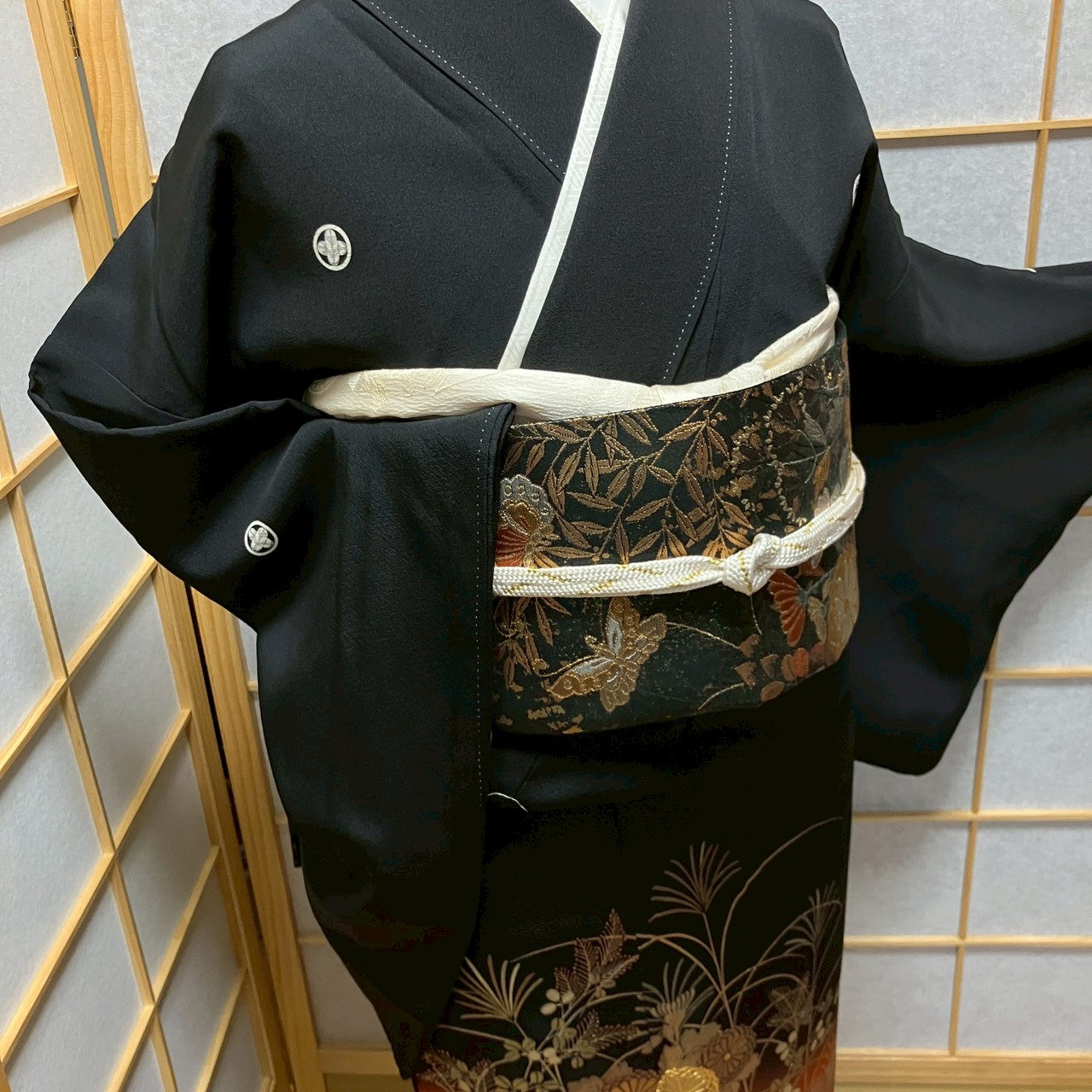 6173# Japanese Tomesode Kimono Vintage Womens Silk Fabric Robe Kimono only sold