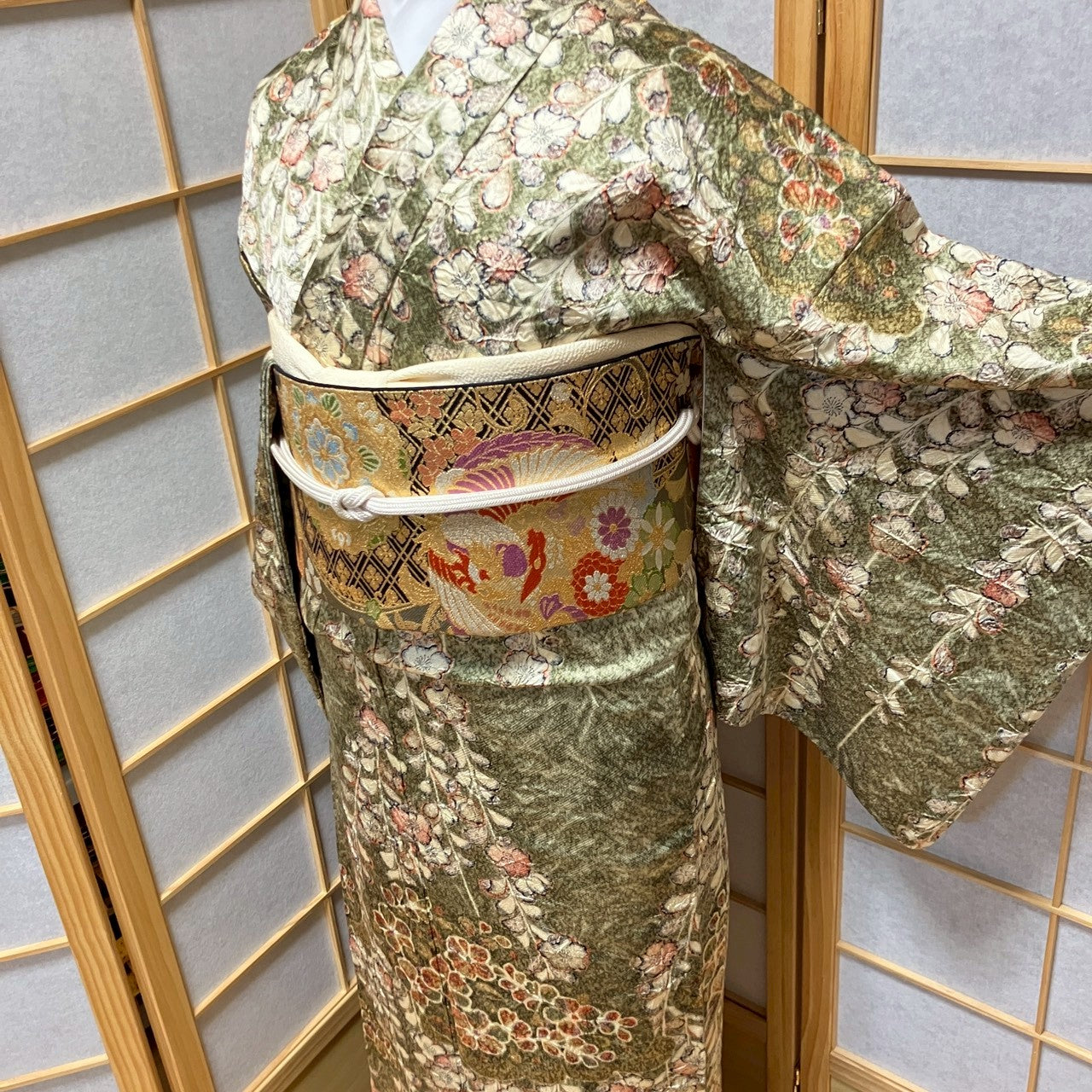 6144# Japanese Kimono Vintage Womens Silk Fabric Robe Kimono only sold Shibori